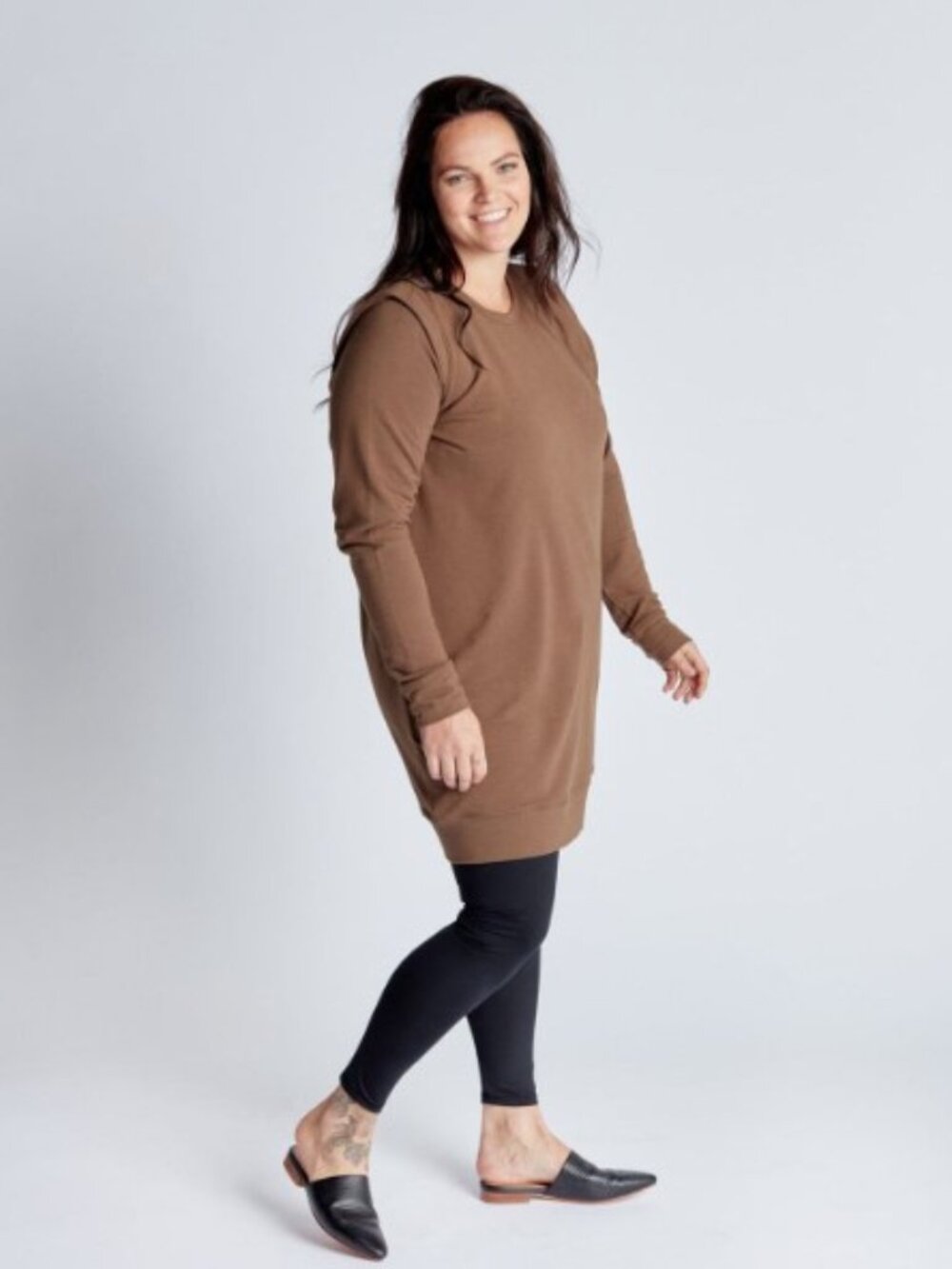 Lost In Layers Sweatshirt Dress, Size 3X/4X, Long Sleeve, Tan-Brown, Canadian - Picture 6 of 7